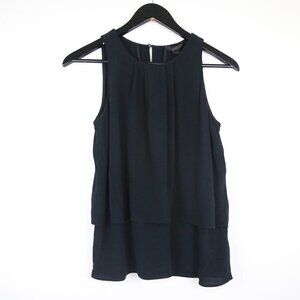 J. Crew Tiered Crepe Sleeveless Blouse Black Tank Top Size 0